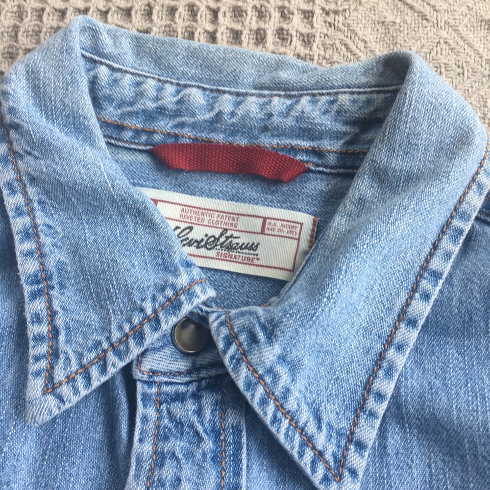 Levi’s Blue Jean Snap Button Front Collared Shirt - image 3